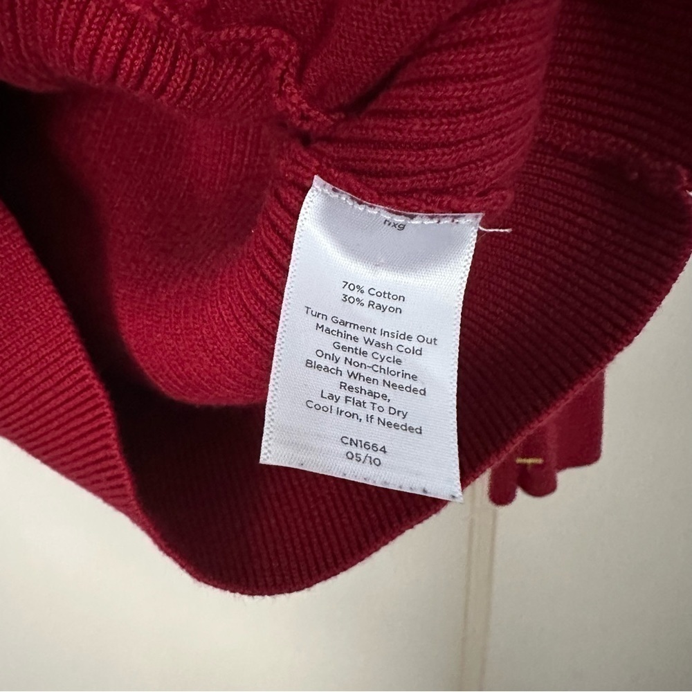Talbots Cardigan Ruffles Holiday Red Size SP - Picture 7 of 10